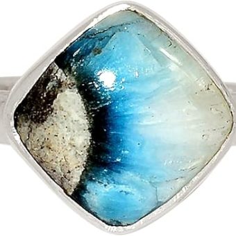 Xtremegems Natural Blue Ice Glacierite 925 Sterling Silver Ring Jewelry s.8.5 ALLR-27978