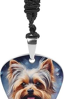 Yorkshire Terrier Galaxy Funny Guitar Pick Necklace Stainless Steel Music Jewelry Personalized Pendant for Men Women