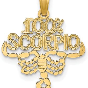 10K Yellow Gold 100% Scorpio Zodiac Pendant Charm (18.7mm x 16.15mm)