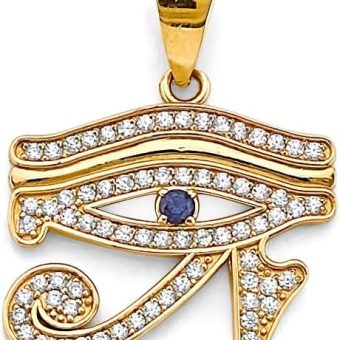 14k Yellow Gold CZ Eye of Horus Charm Pendant