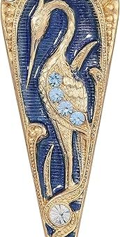 1928 Jewelry Deco Crane Blue Enamel Austrian Crystal Pin