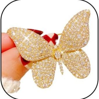 Rhinestone Butterfly Brooch Pin Animal Insect Butterfly Lapel Pin Crystal Butterfly Suit Pin Sparkly Jewelry for Women Birthday Gifts