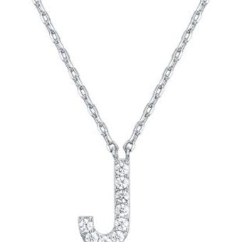 PAVOI 14K White Gold Plated Cubic Zirconia Initial Necklace | Letter Dainty Necklaces for Women