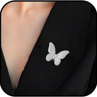 Gold/Silver Butterfly Brooches for Women Rhinestone Tassel Butterfly Pin Brooch Dainty Butterfly Crystal Lapel Pin Animal Insect CZ Brooch Lapel Pin for Coats Jackets Sweaters Accessories