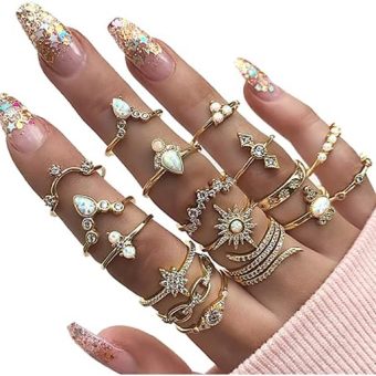 YOOESTORES82 Gold Boho Ring Sets Stackable Knuckle Ring Vintage Snake Finger Rings Set Stacking Joint Midi Trendy Rings Sets for Women