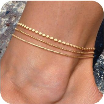 Ankle Bracelets for Women, 14K Gold Anklets for Women Waterproof Cuban Link Chain Layered Anklet Set Gold Ankle Bracelets for Women Summer Beach Foot Jewelry Gifts