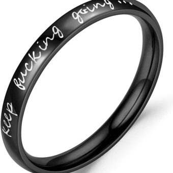 Jude Jewelers Stainless Steel Stackable Keep Fucking Going Inspirational Graduation Ring