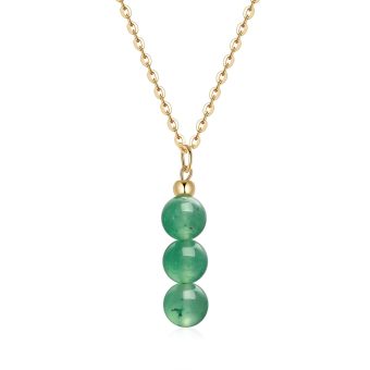 Jade Necklace for Women Green Jade Necklace Healing Crystal Necklace for Mother's Day Gifts with 3 Green Bead Pendants Handmade Crystals Green Jewelry as St Patricks Day Necklace For The Girls