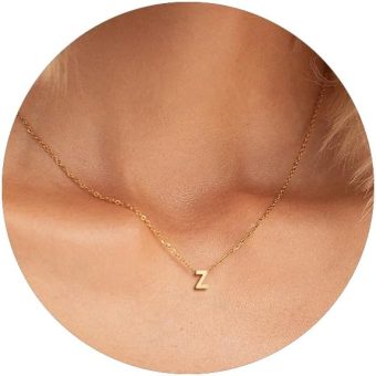 MOMOL Tiny Initial Necklace 18K Gold Plated Small Letter Necklace Personalized Name Necklace for Women