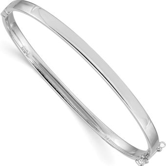 Diamond2Deal Solid 14k White Gold Hinged Women Bangle Bracelet 4mm