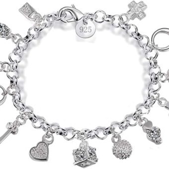 Aeora S925 Silver Thirteen Hanging Pieces Bracelet for Women Gift Bracelets & Bangles Jewelry