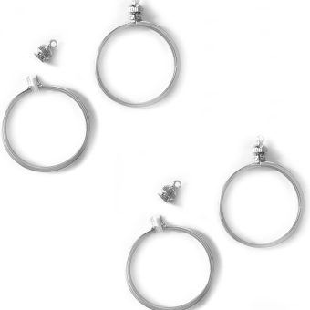 Coin Holder Bezel for 10 cent / USA Dime Silvertone ~ for charm, necklace, pendant, display (Pack of 4)