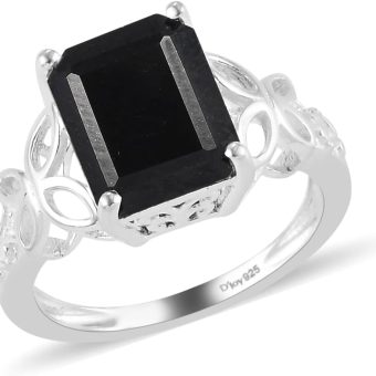 Shop LC Black Tourmaline Rings for Women in 925 Sterling Silver - Unique Engagement Rings for Women