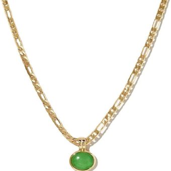 Women's Green Created Opal Necklace, Charm 18k Gold Plated Stainless Steel Snake Chain Jewelry Bling Drop Pendant Choker Necklaces for Women,18 Inch