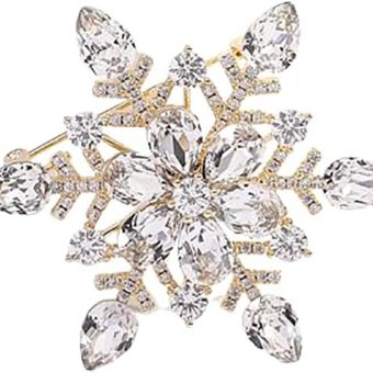 14K Gold Blue/White Snowflake Moissanite Brooch Pin, Thoughtful Design Suit Coat Outerwear Accessory Brooch for Winter and Holiday Season Wardrobe, Brooches for Women Fashion