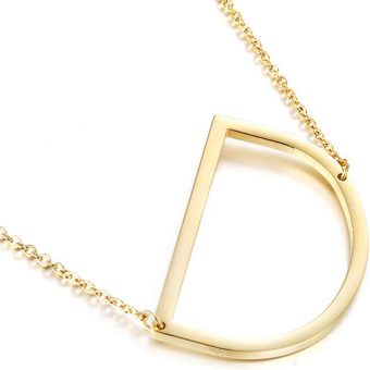 Sideways Initial Necklace 18K Gold Plated Stainless Steel Large Letter Necklace Big Initial Pendant Monogram Name Necklace for Women