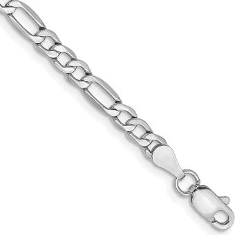 IceCarats 14K Solid White Gold 3.5mm Figaro Link Chain Bracelet