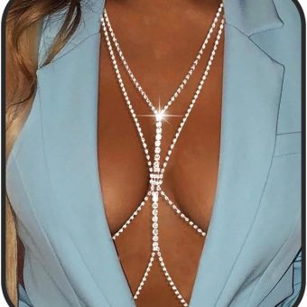 Rhinestone Body Chain Layered Body Jewelry Sexy Bra Body Chain Sliver Body Necklace Bikini Beach Party Nightclub Body Accessories for Women