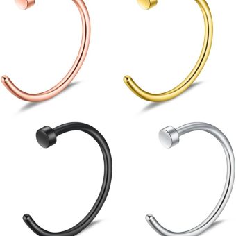 Ruifan Stainless Steel Body Jewelry Piercing Earrings Nose Hoop Ring Unisex 22 Gauge 6mm 8mm 10mm