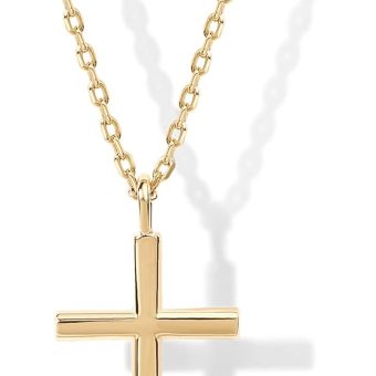 PAVOI 14K Gold Plated Cubic Zirconia Cross Pendant Necklaces for Women | Linear Bezel CZ Religious Cross Faith Pendant Necklace