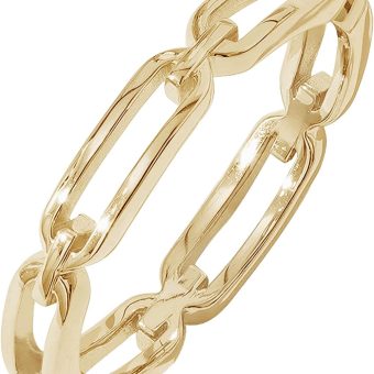 Amazon Essentials 14K Gold or Rhodium Plated Sterling Silver Chain Link Band Ring