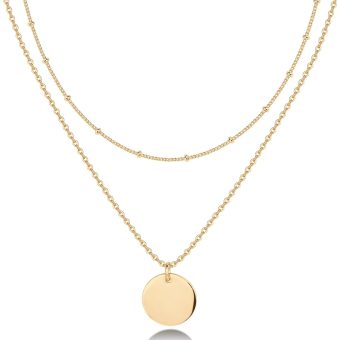 PAVOI 18K Gold Plated Layering Necklaces | Stylish Minimalist Design Pendant Necklaces | Butterfly, Heart, Lotus, Cross Pendants for Women (Coin, Vermeil - Yellow)