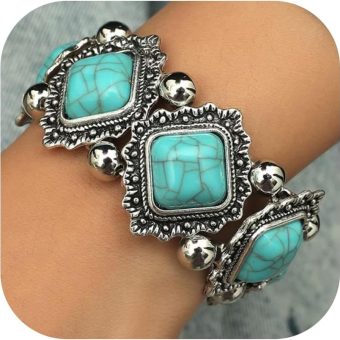 Turquoise Beaded Stretch Bracelets Bohemian Stackable Bracelets Y2K Summer Beach Bracelets Jewelry for Women