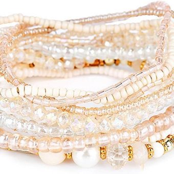 Fuqimanman2020 Bohemian Crystal Beaded Stackable Bracelets Handmade Colorful Crystal Pearl Seed Beads Bracelets for Women Jewelry