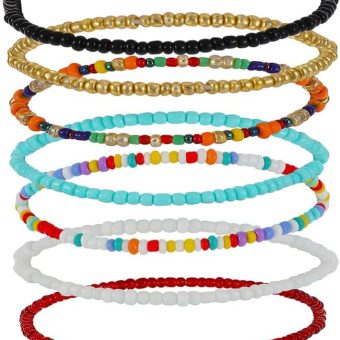 kelistom Boho Anklet for Women Teen Girls Handmade Elastic Beaded Ankle Bracelets for Women Summer Foot Jewelry