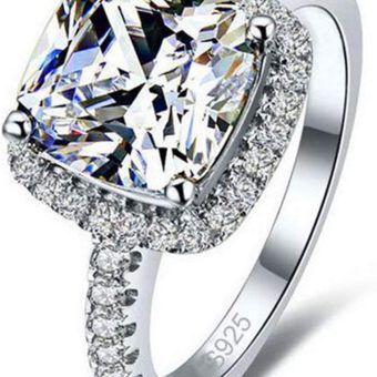 Jude Jewelers Platinum Plated 4 Carat Princess Cut CZ Simulated Diamond Wedding Engagement Proposal Ring