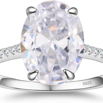 CZ Engagement Rings for Women,Women's Round/Pear/Oval/Cushion/Radiant Cut 925 Sterling Silver Solitaire Wedding Bands Engagement Promise Rings with 18K White Gold Plated 1.5/2/3/4/5CT