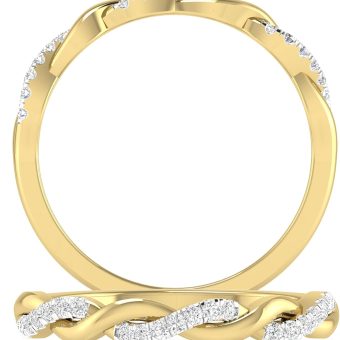 Inspereza Solid 14k Real Gold Minimalist Infinity Reef Knot Thin Stackable Diamond Ring | 1/10 Ct TW Real Diamond Engagement Anniversary Wedding Band for Women | Simple Gold Stacking Rings (Size 4-9)