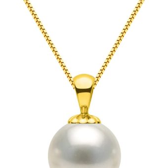 Japanese Akoya Cultured Pearl Pendant Necklace AAAA Graded 6-10mm White Necklace Pendant with Sterling Silver Setting and Matching 16 or 18 Inch Chain