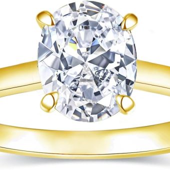 3CT | 2CT 18K Gold Plated Solitaire Engagement Rings for Women | Oval Cut Cubic Zirconia Wedding Promise Rings for Her | Jewelry Gifts Size 4-11