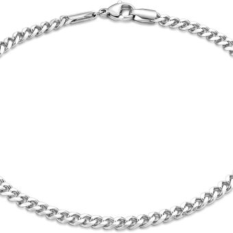 Fiusem Silver Tone/Gold Anklet for Women, 3.5mm Stainless Steel Cuban link Chain Anklets for Women, Women's Anklets 9"/10"/11"