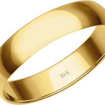 Women's 10K or 14K Rose, White or Yellow Gold 4MM Petite Classic Plain Wedding Band by Brilliant Expressions