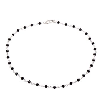 Joseph Brothers Handmade Black and White Beaded Necklace Princess Chain Necklace for Women, 18 Inches