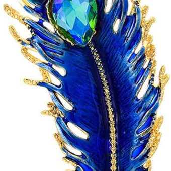 Rhinestone Feather Brooches for Women Men,Vintage Animal Peacock Pins Gold/Silver/Blue/ Crystal Diamond Lapel Pins Fashion Enamel Feather Leaf Brooch Elegant Dress Coat Pin Decor Wedding Christmas Birthday Jewelry Gifts