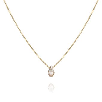 Annika Bella Short Gold Necklace for Women with Swarovski Teardrop Pendant, Length 15-17 Inches, Gold Necklace, Thin Gold Necklaces, Handmade Dainty Gift for Her