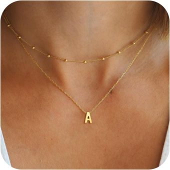 BAYLAY Initial Necklaces for Women - Dainty 18K Gold Plated Layered Initial Necklace Tiny A-Z Pendant Choker Necklace Trendy Cute Initial Letter Necklace Gold Jewelry Necklace for Women