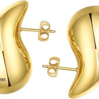 Ascona 18/25/32/47mm Chunky Gold Hoop Earrings for Women | Lightweight Tear Drop Earrings | Gold Drop Earrings for Women