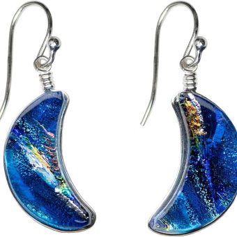 Blue Moon Dichroic Glass Earrings by Nickel Smart | Handcrafted in the USA