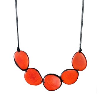 Tagua nut Necklace Orange Chips Handmade Fair Trade, Adjustable, Lightweight by Florama Natural Jewelry