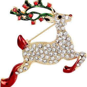 Cute Crystal Brooch Christmas Deer Design Brooch Clip Pin for Women | Fashion Design