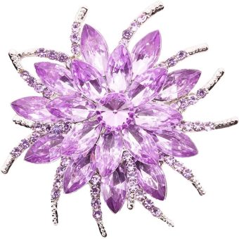 Urberry Crystal Flower Brooch Pin for Women Girls Brides (Light purple)