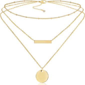 Fiusem Gold Layered Necklaces for Women, Dainty 14K Gold Plated Pendant Necklace and Choker Necklaces for Women