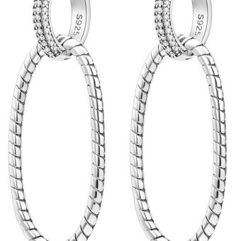 Hapour 925 Sterling Silver Hoop Earrings for Women Dangle Earrings Small Boho Earrings Rope Design for Sensitive Ears, Double Oval Huggie Hoop Earrings Gifts for Her Mother's Day Birthday