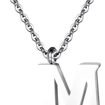 PARTNER Stainless Steel Silver Initial Necklace Alphabet Pendant Necklace 16" with 2" extender Women letter Necklace