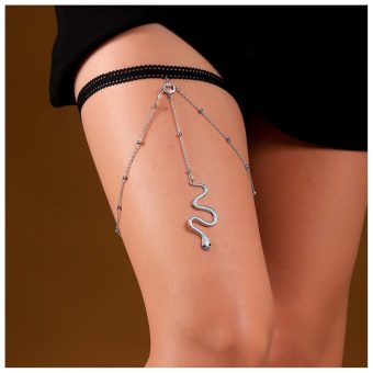 Bohemia Layered Snake Leg Chain Silver Snake Thigh Chain Vintage Thigh Leg Chain Rave Bikini Thigh Body Chain Jewelry for Women and Girls Gifts