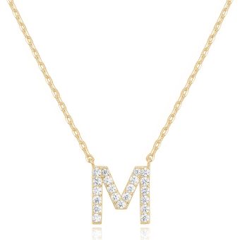 PAVOI 14K White Gold Plated Cubic Zirconia Initial Necklace | Letter Dainty Necklaces for Women